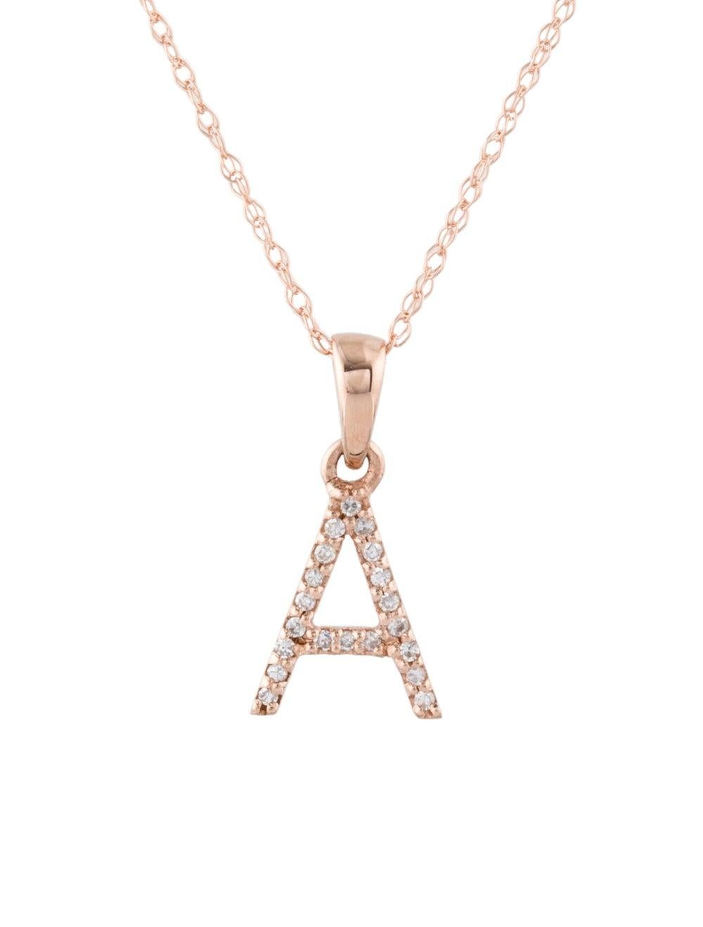 Single Cut 14 Karat Rose Gold 0.06 Carat Diamond Initial Pendant Necklace, Initial C For Sale