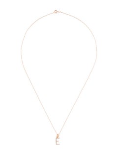 14 Karat Rose Gold 0.06 Carat Diamond Initial Pendant Necklace, Initial E