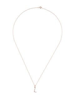 14 Karat Rose Gold 0.06 Carat Diamond Initial Pendant Necklace, Initial L