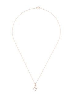 14 Karat Rose Gold 0.06 Carat Diamond Initial Pendant Necklace, Initial M