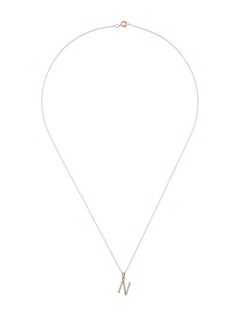14 Karat Rose Gold 0.06 Carat Diamond Initial Pendant Necklace, Initial N