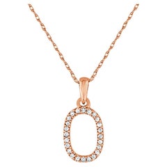 14 Karat Rose Gold 0.06 Carat Diamond Initial Pendant Necklace, Initial O