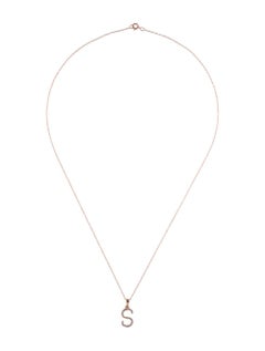 14 Karat Rose Gold 0.06 Carat Diamond Initial Pendant Necklace, Initial S