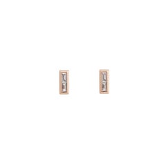 14 Karat Rose Gold 0.07 Carat Baguette Diamond Stud Earrings