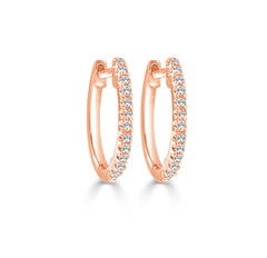 14 Karat Rose Gold 0.09 Carat Diamond Huggie Hoop Earrings