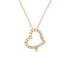 14 Karat Rose Gold 0.09 Carat Diamonds Heart Necklace