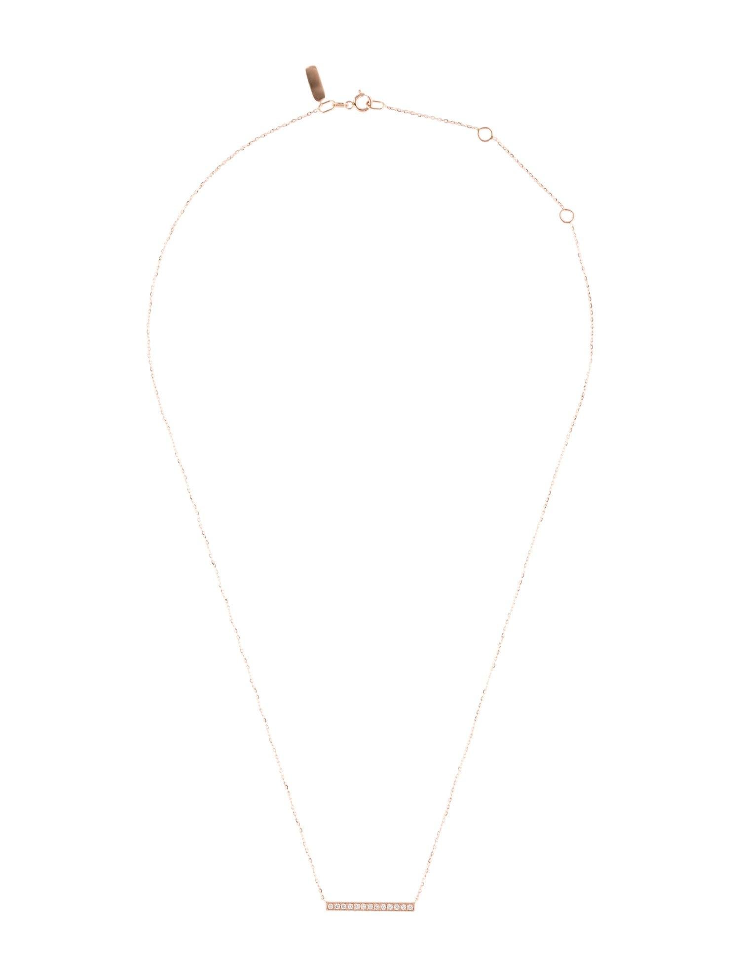 Women's 14 Karat Rose Gold 0.10 Carat Diamond Bar Necklace For Sale