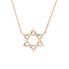14 Karat Rose Gold 0.10 Carat Diamonds Star of David Necklace