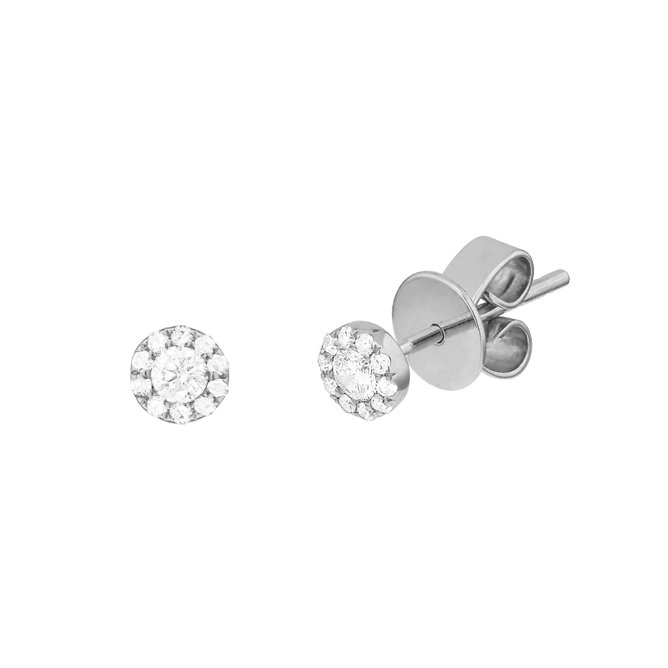Single Cut 14 Karat Rose Gold 0.115 Carat Diamond Cluster Earrings For Sale