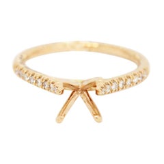 14 Karat Rose Gold 0.13 Carat Diamond Engagement Semi Mount Ring