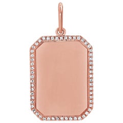14 Karat Rose Gold 0.15 Carat Diamond Dog Tag