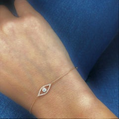 Collana Evil Eye in oro rosa 14 carati con diamanti da 0,15 carati