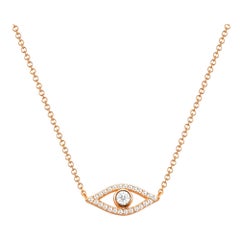 14 Karat Roségold 0,15 Karat Diamant Evil Eye Halskette