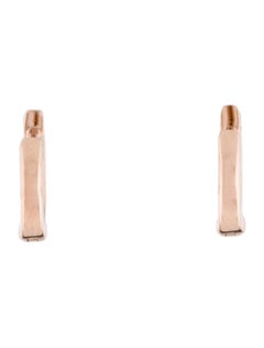 14 Karat Rose Gold 0.18 Carat Diamond Huggie Hoop Earring