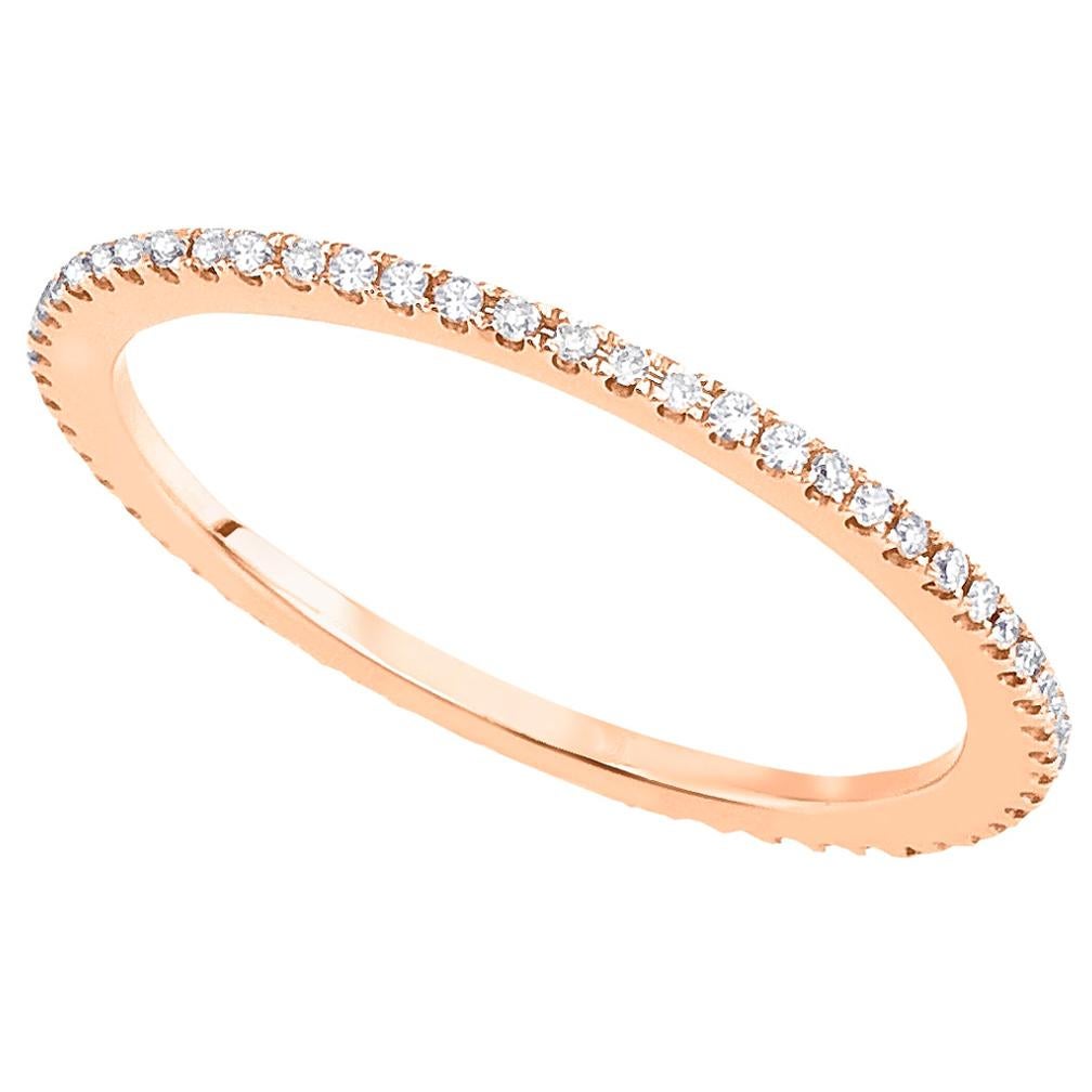 Bracelet d'éternité empilable en or rose 14 carats avec diamants de 0,18 carat