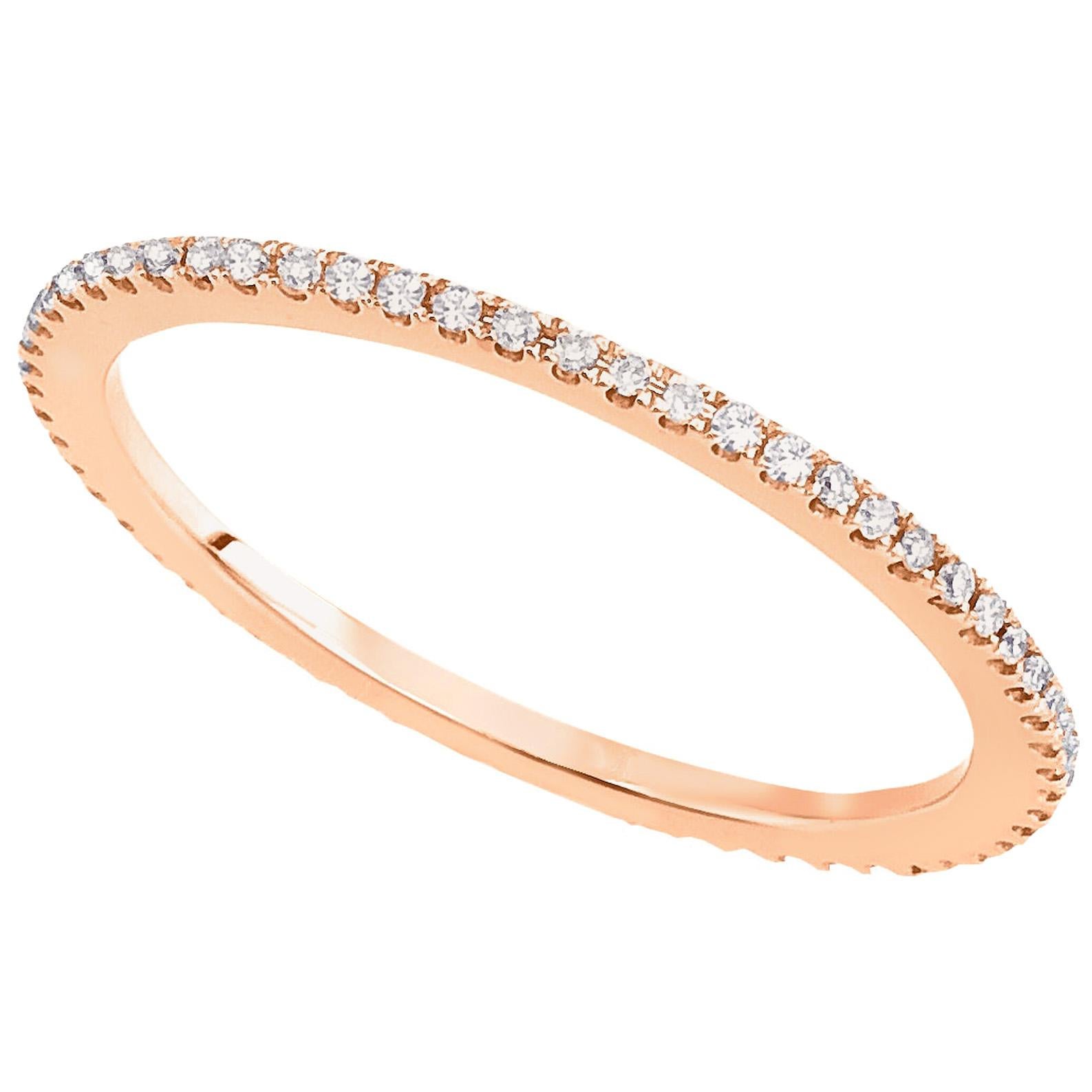 Bracelet d'éternité empilable en or rose 14 carats avec diamants de 0,18 carat