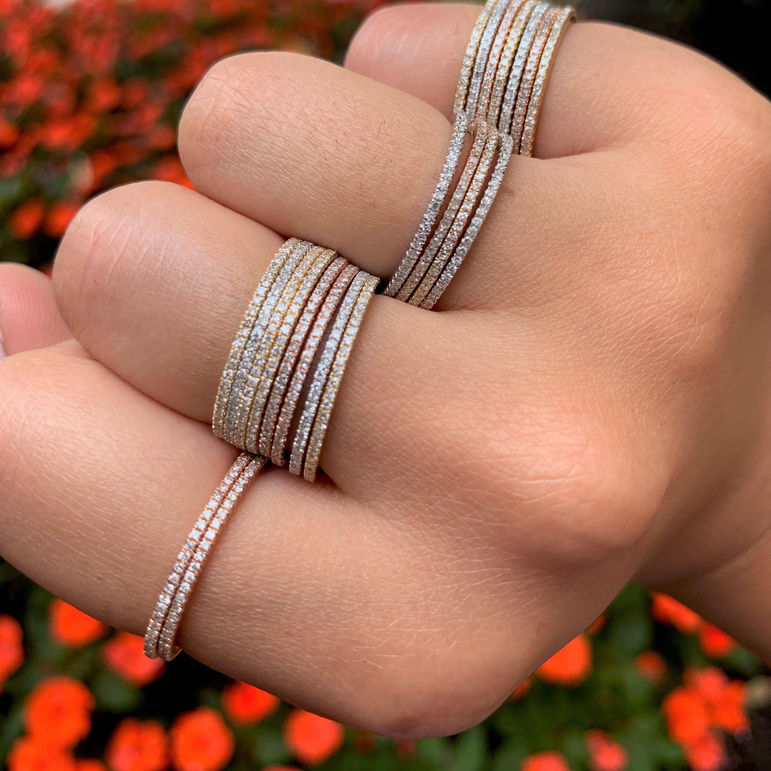 14 Karat Rose Gold 0.18 Carat Diamond Stackable Eternity Band In New Condition For Sale In Great neck, NY
