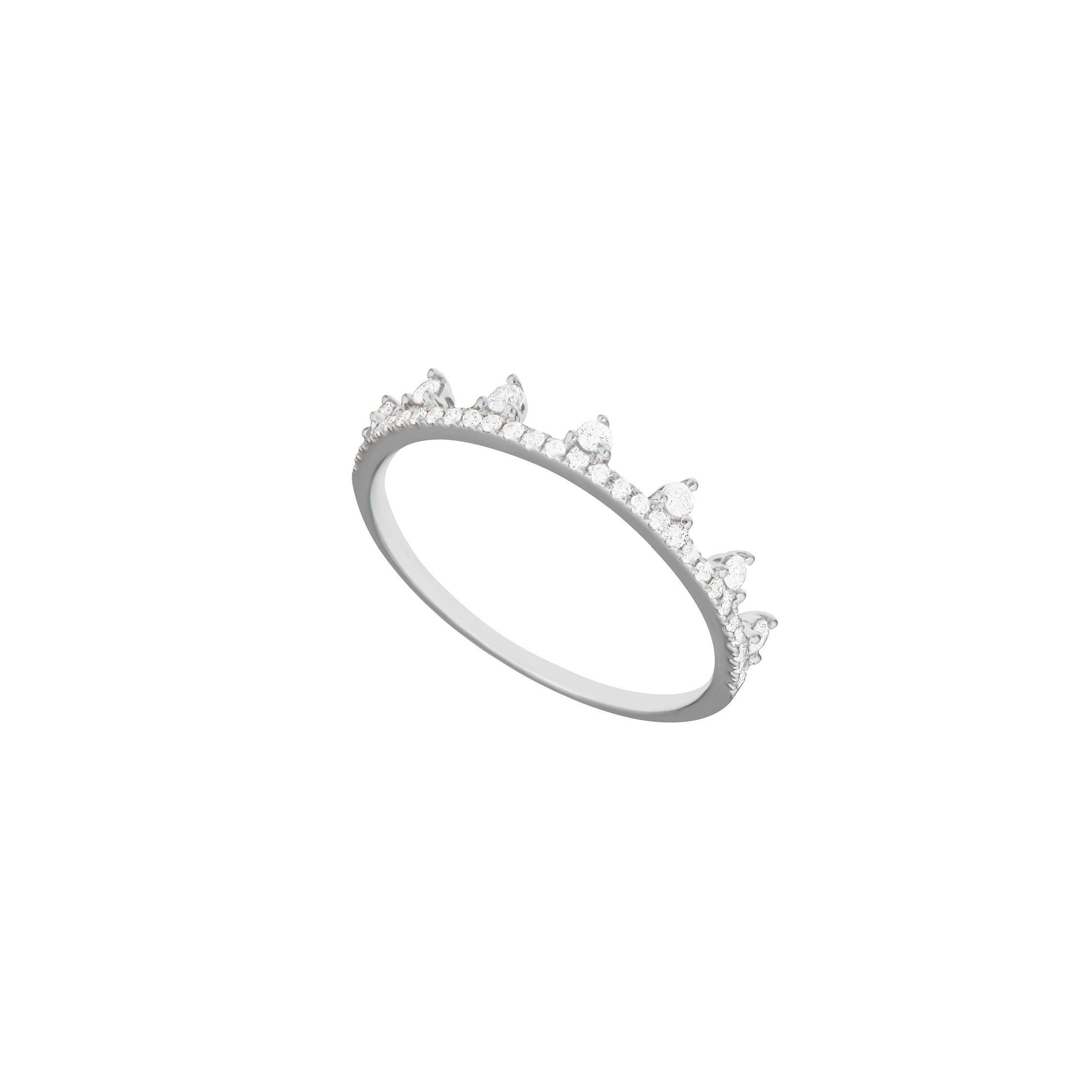 Im Angebot: 14 Karat Roségold 0,19 Karat runder Diamant gepunkteter Ring im Tiara-Stil () 4