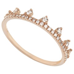 14 Karat Rose Gold 0.19 Carat Round Diamond Dotted Tiara Style Ring
