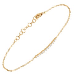 14 Karat Rose Gold 0.20 Carat Baguette and Round Diamond Bar Chain Bracelet