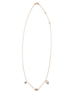 14 Karat Roségold Halskette mit Evil Eye und Hamsa mit 0,23 Karat Diamanten