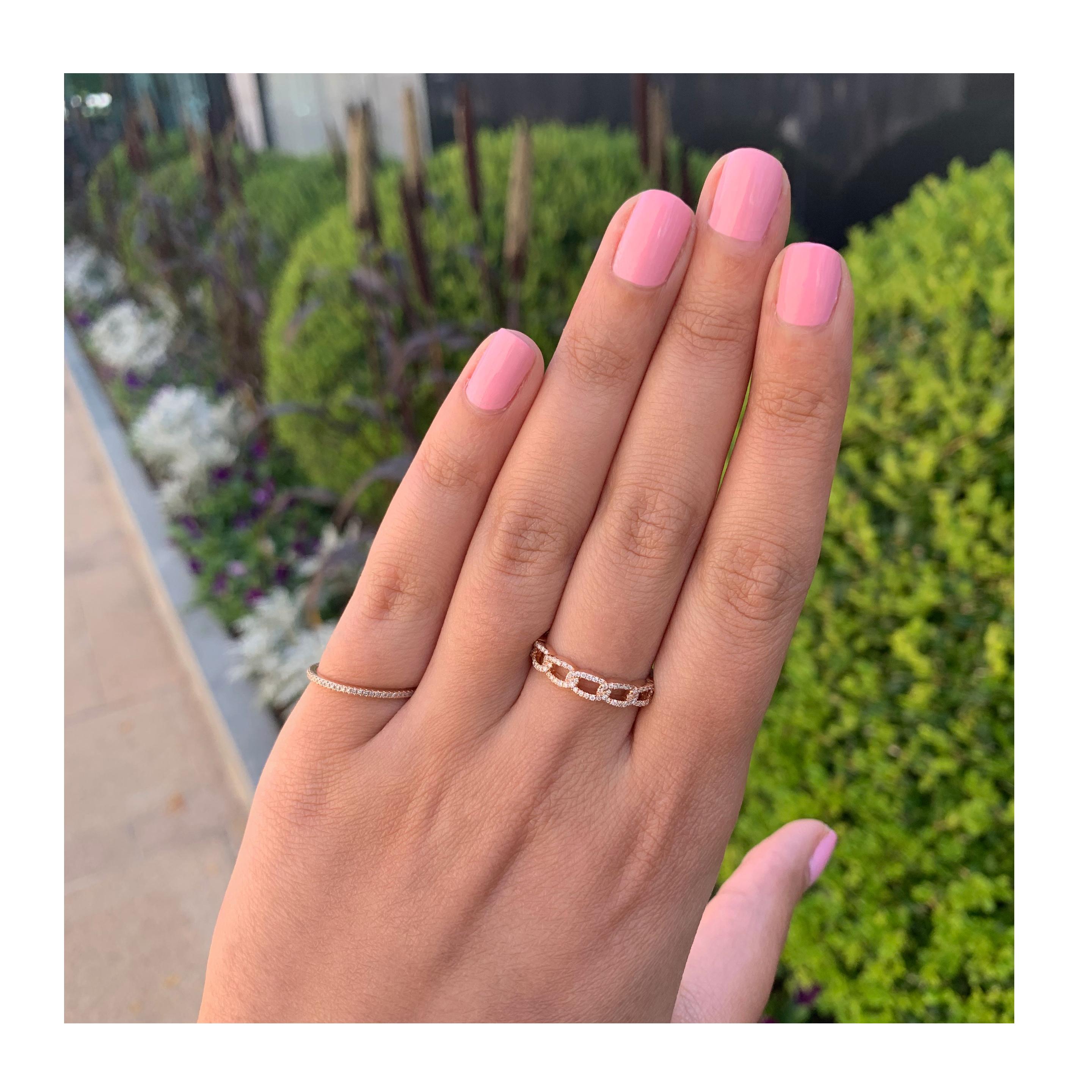 Bring the brilliance of diamonds to your everyday style! Sparkling and light, this gorgeous ring glistens with diamonds in a compelling pattern over the top. Sleek and chic, it'll pair with just about anything in your closet and have you looking