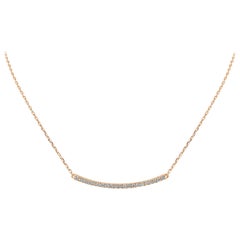 14 Karat Rose Gold 0.26 Carat Diamond Curved Bar Necklace