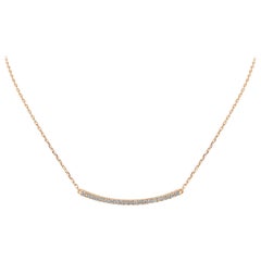 14 Karat Rose Gold 0.26 Carat Diamond Curved Bar Necklace