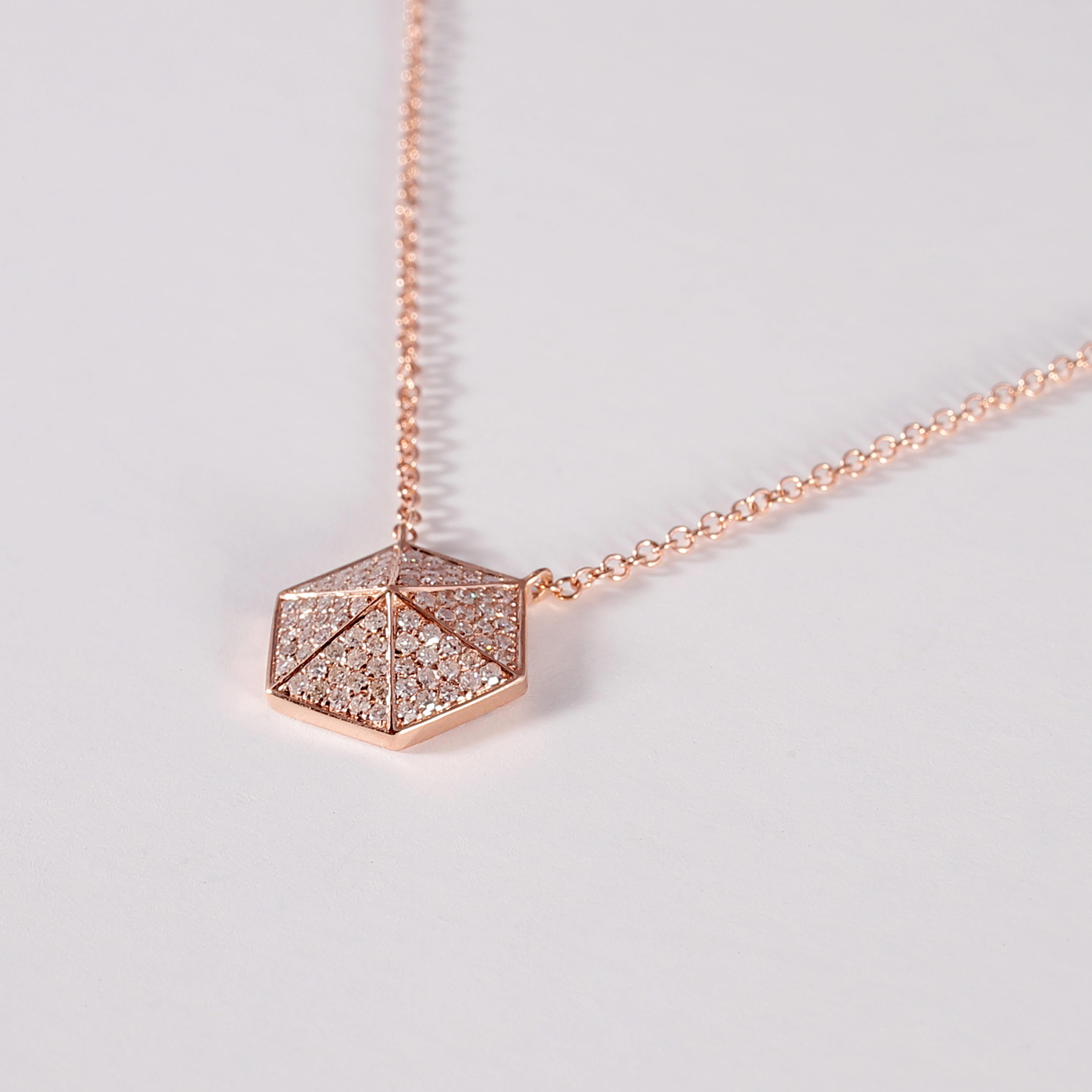 14 Karat Rose Gold 0.30 Carat Diamond Pendant Necklace In New Condition In Dallas, TX