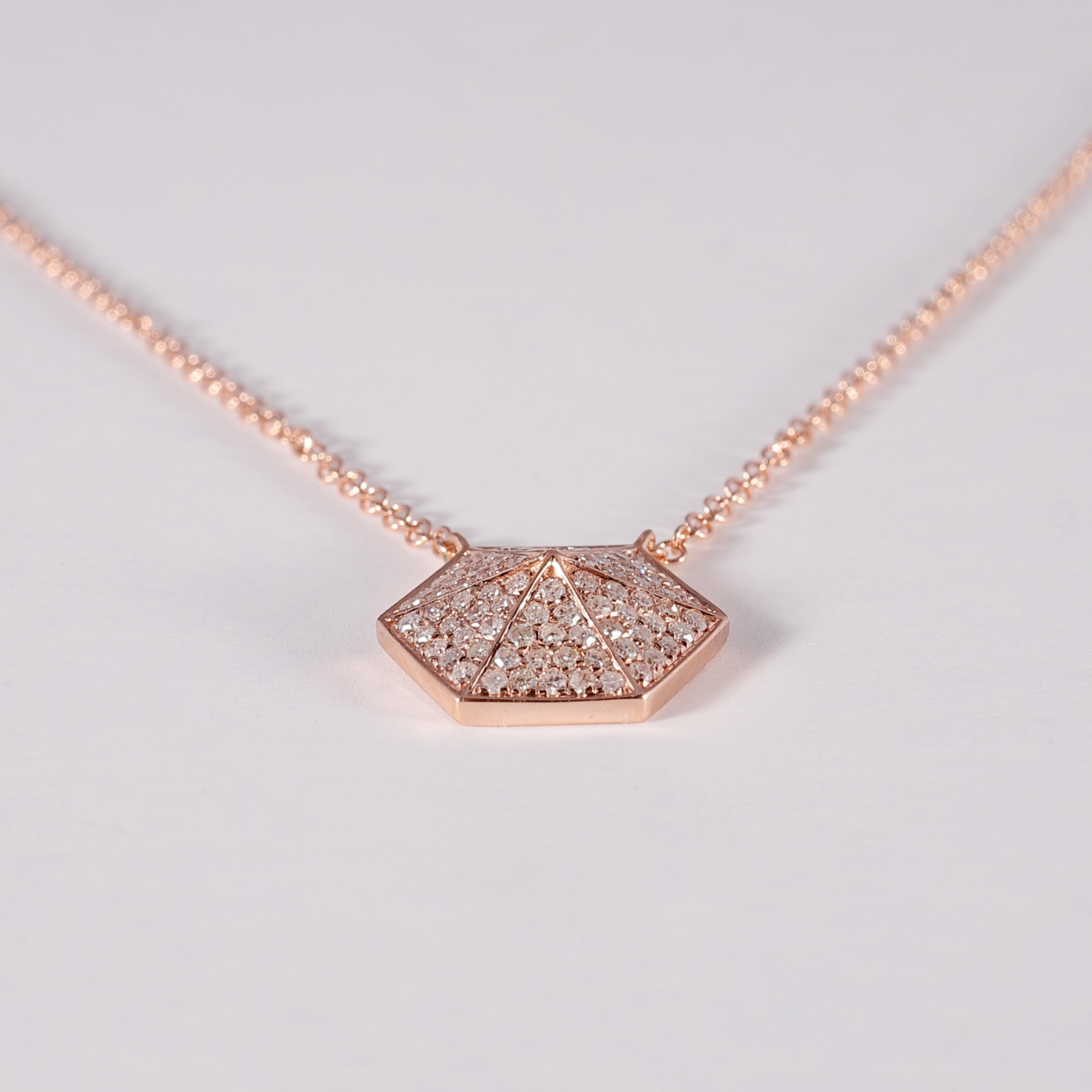 Women's or Men's 14 Karat Rose Gold 0.30 Carat Diamond Pendant Necklace