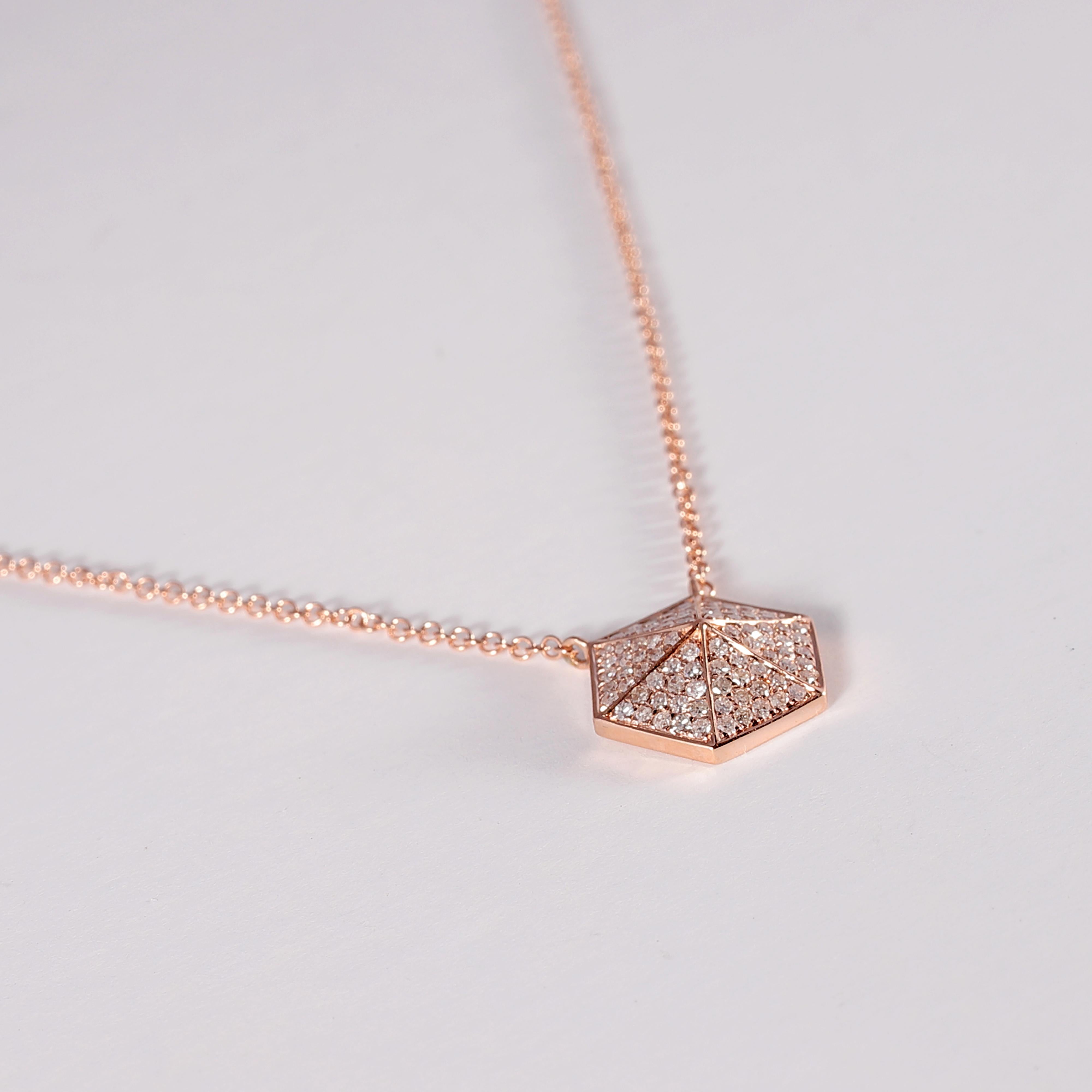 14 Karat Rose Gold 0.30 Carat Diamond Pendant Necklace 1