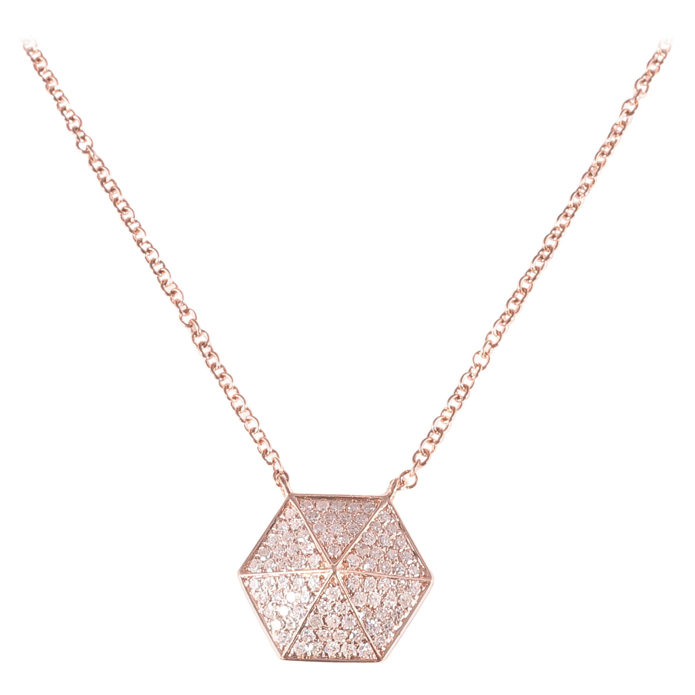 14 Karat Rose Gold 0.30 Carat Diamond Pendant Necklace