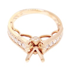 14 Karat Rose Gold 0.38 Carat Diamond Engagement Semi Mount Ring