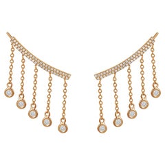 14 Karat Rose Gold 0.38 Carat Round Diamond Drop Climbing Earrings