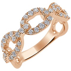 14 Karat Rose Gold 0.47 Carat Diamond Link Ring Band