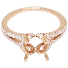 14 Karat Rose Gold 0.48 Carat Diamond Engagement Semi Mount Ring