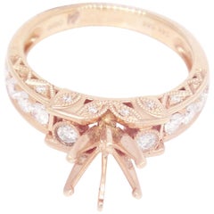 14 Karat Rose Gold 0.51 Carat Diamond Engagement Semi Mount Ring
