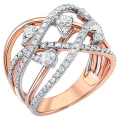 14 Karat Rose Gold 0.85 Carat Total Weight Diamond Lace Ring