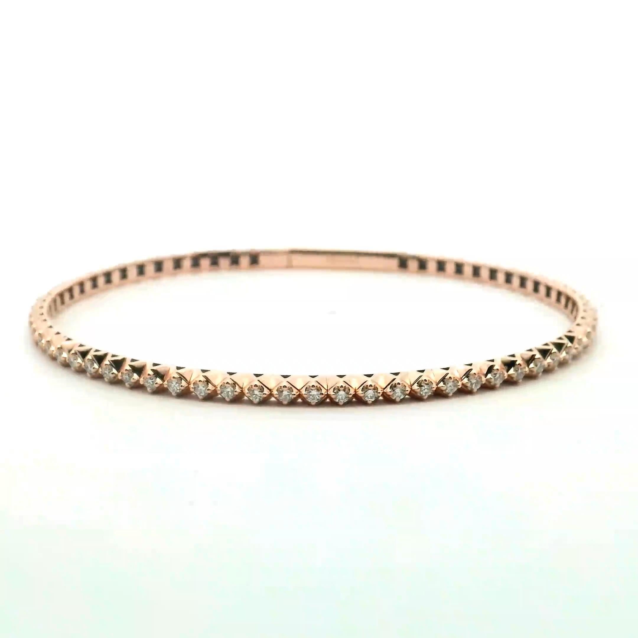 Deck your wrist in sheer elegance with our exquisite 14K rose gold bracelet, lavishly adorned with brilliant-cut diamonds. This magnificent piece effortlessly blends opulence and style to bring you a timeless accessory that's sure to impress at