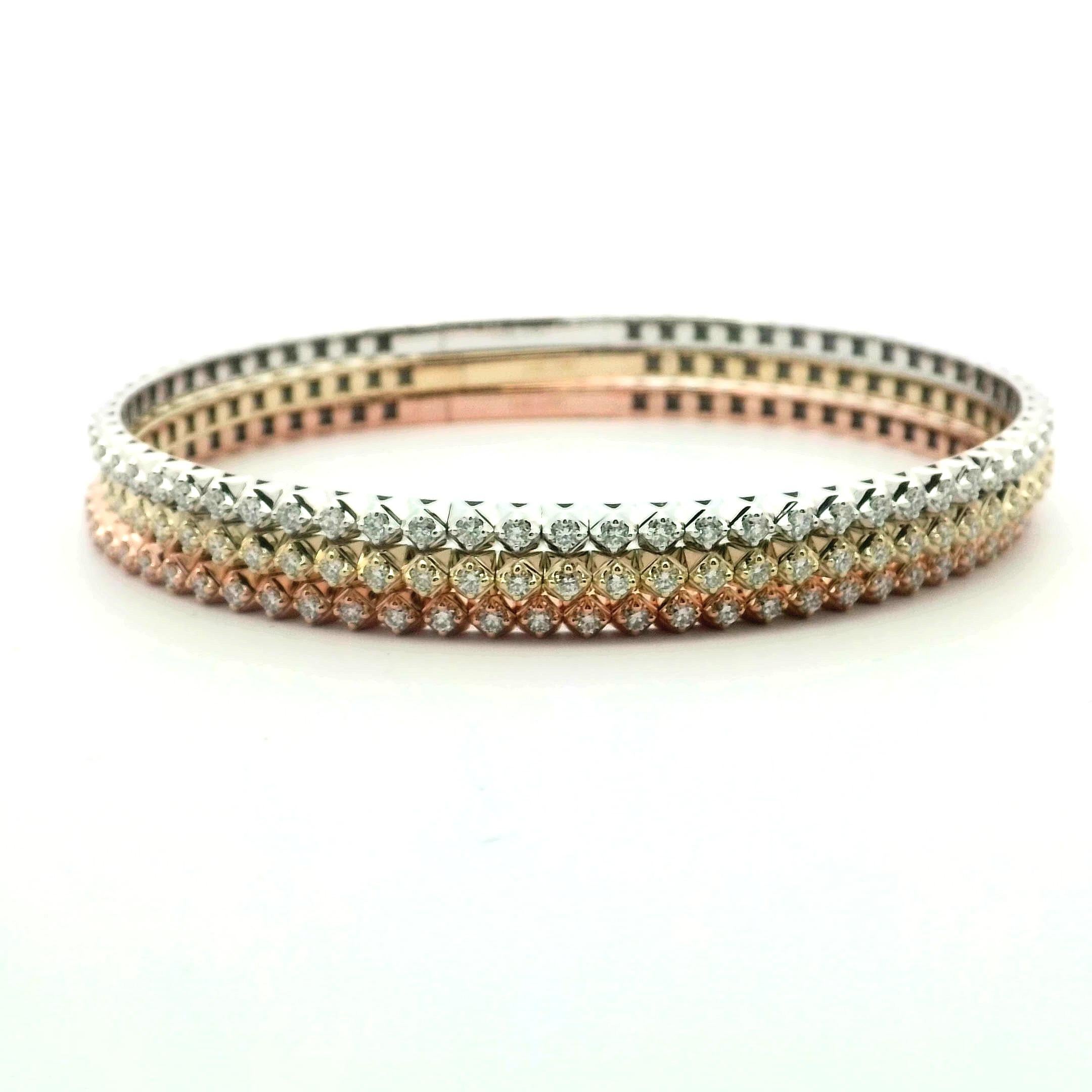 Tennis Bangle/Bracelet Diamond-cut  In New Condition For Sale In Los Angeles, CA