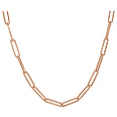 14 Karat Rose Gold 11.20 Grams Paperclip Chain Necklace