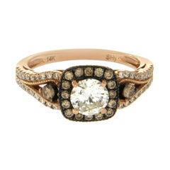 14 Karat Rose Gold 1.16 Carat Multi-Color Diamonds Engagement Ring