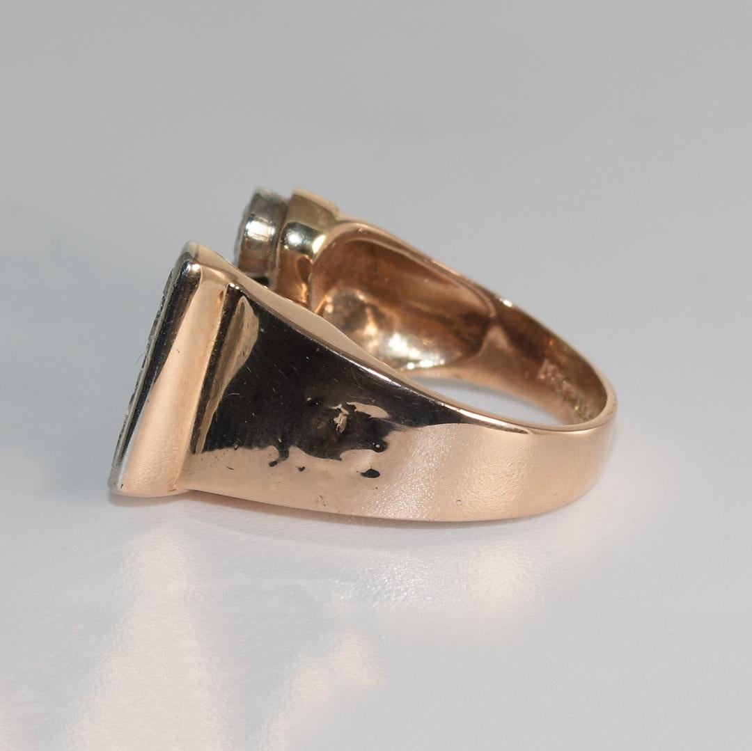 Anello retrò in oro rosa 14 carati da 1,25 carati con diamante e rubino In condizioni buone in vendita a Laguna Beach, CA