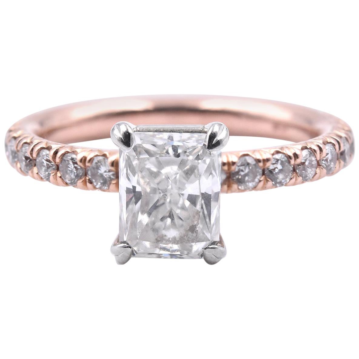 14 Karat Rose Gold 1.27 Carat Diamond Engagement Ring For Sale