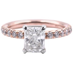 Bague de fiançailles en or rose 14 carats avec diamants de 1,27 carat