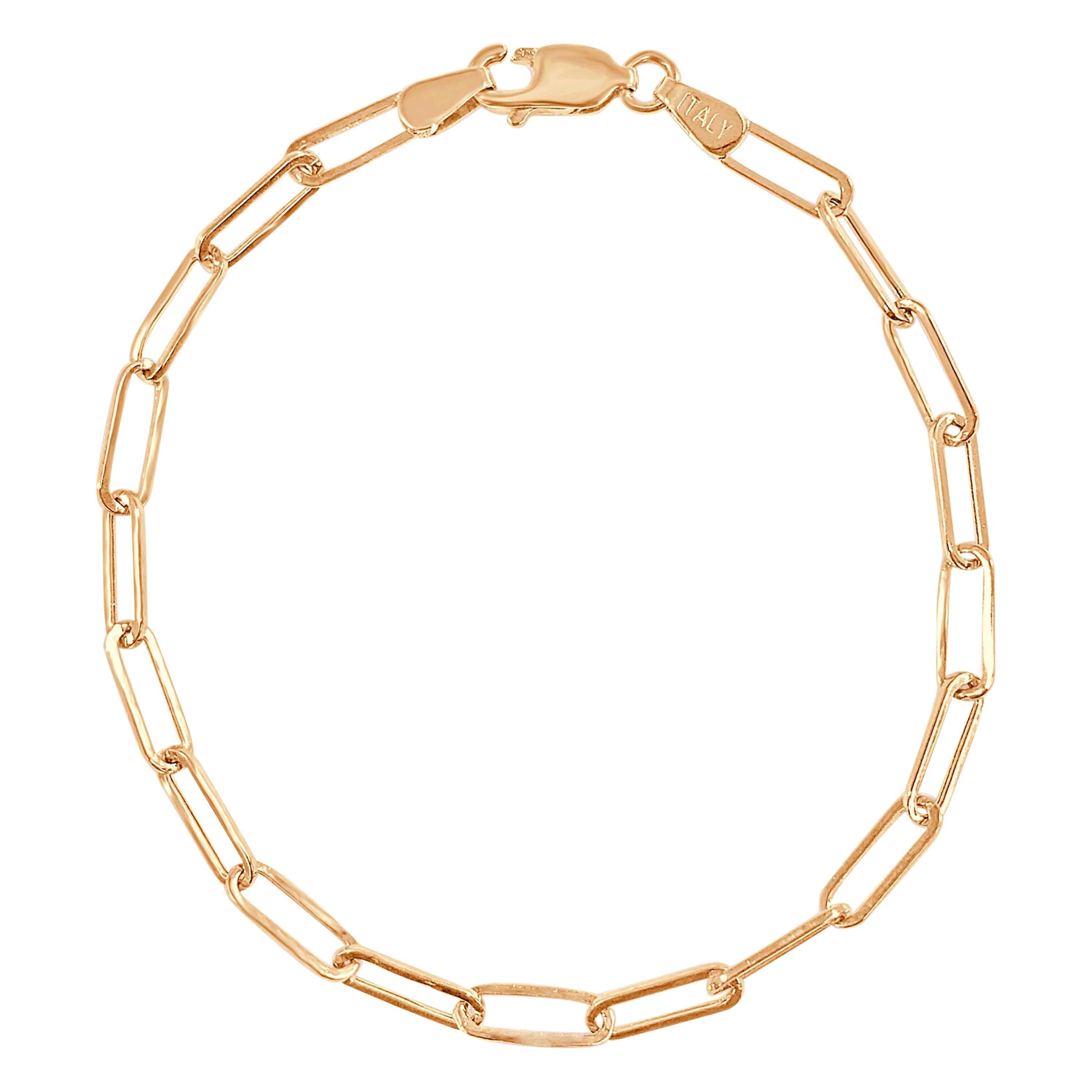 14 Karat Rose Gold 1.70 Gram Paperclip Link Chain Bracelet