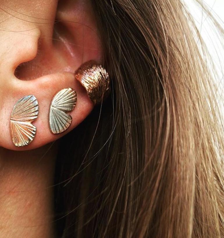 gold butterfly wing earrings