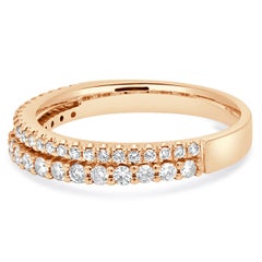 14 Karat Rose Gold 2 Row Half Eternity Diamond Ring