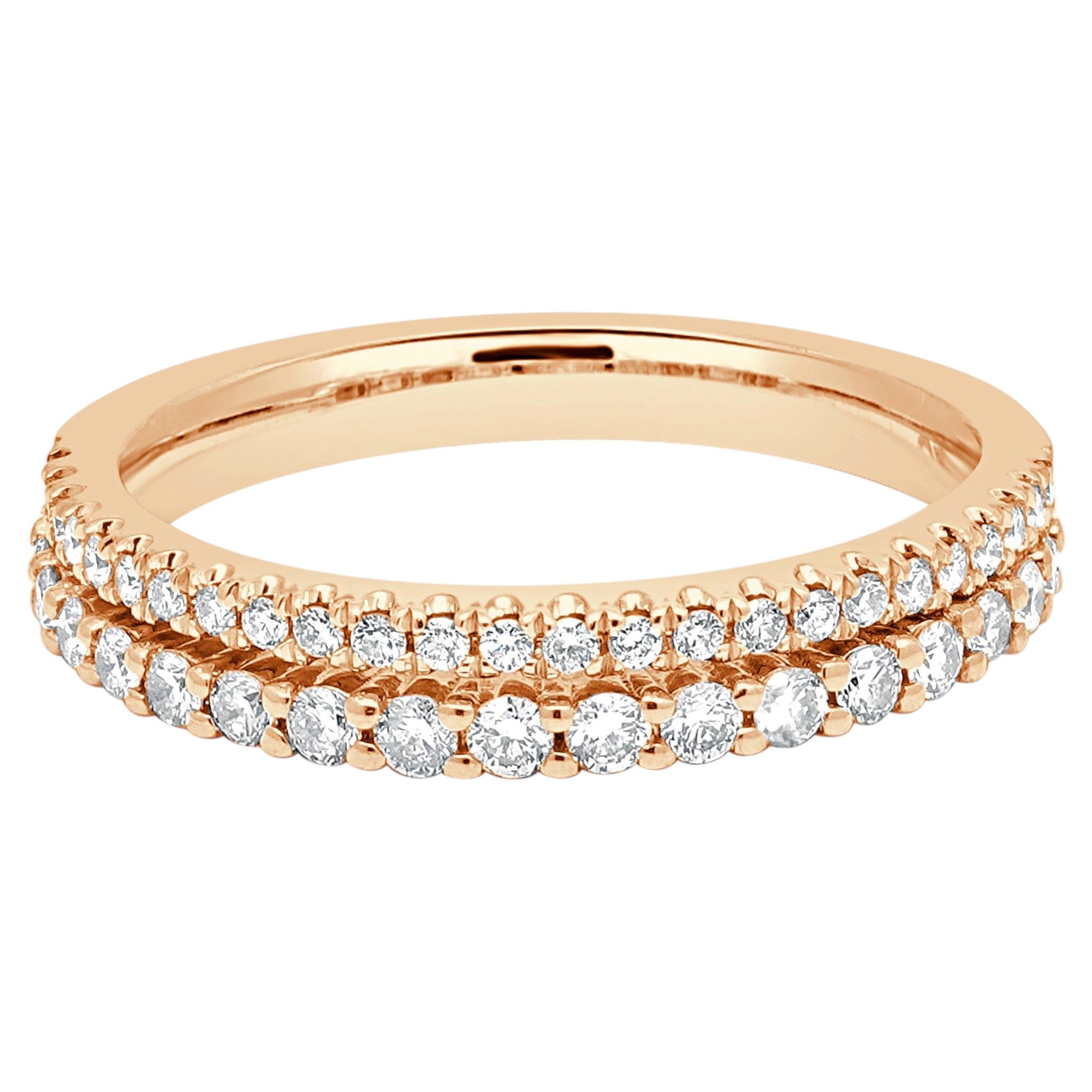 14 Karat Rose Gold 2 Row Half Eternity Diamond Ring
