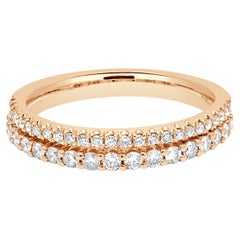 14 Karat Rose Gold 2 Row Half Eternity Diamond Ring